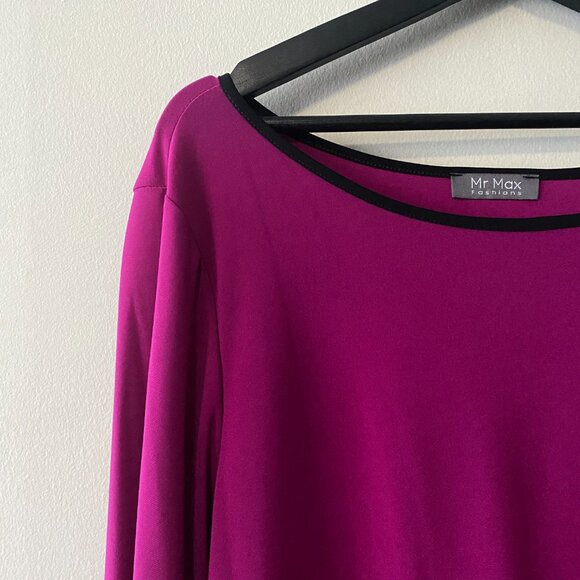 Mr. Max Fashions Dark Mauve Round Neck Tulip Bell Sleeve Blouse Top - Picture 4 of 10